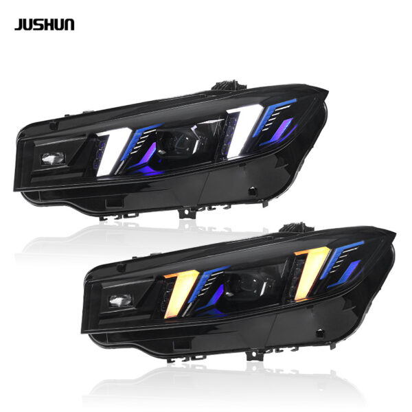 Modified Fangs-Style Headlight Assembly with Dual-Color LED DRL & Laser Lenses for 2023–2024 BMW 3 Series G20