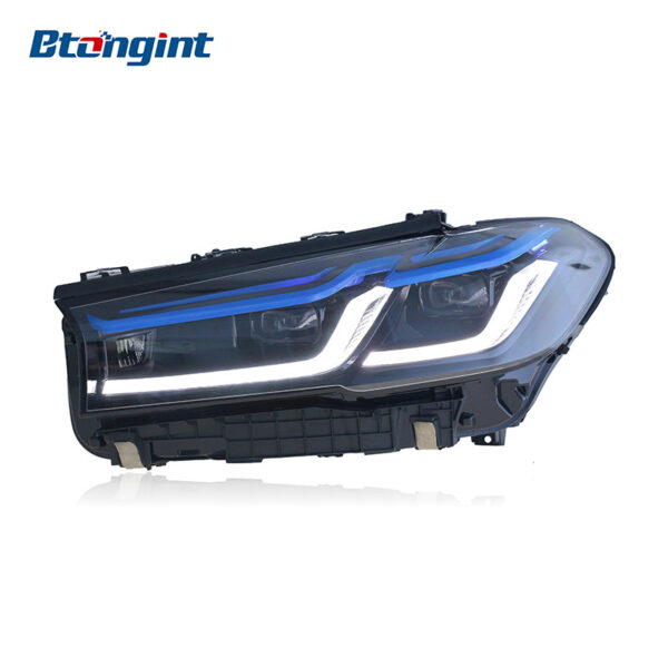 Fits 2018-2023 BMW 5 Series G30, retrofit original headlights to M5 Competition style blue eyebrow premium LED laser headlights.