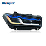 Fits 2018-2023 BMW 5 Series G30, retrofit original headlights to M5 Competition style blue eyebrow premium LED laser headlights.