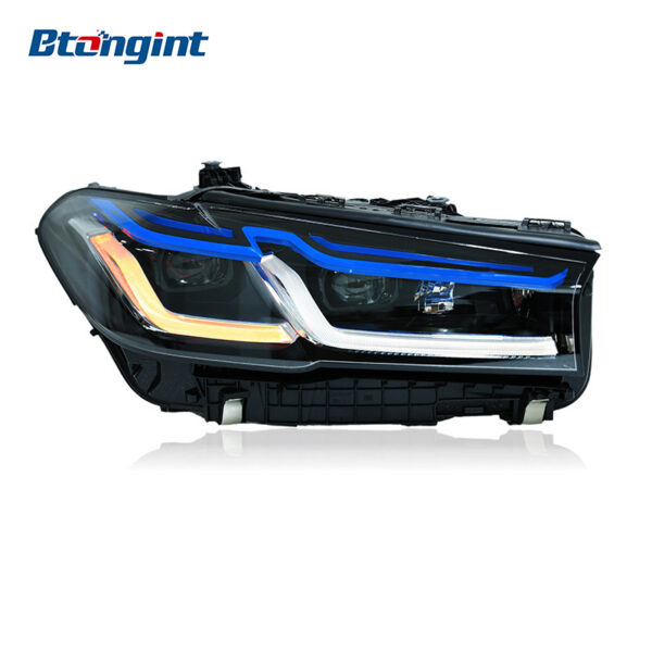 Fits 2018-2023 BMW 5 Series G30, retrofit original headlights to M5 Competition style blue eyebrow premium LED laser headlights.