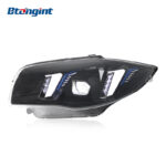 Fits 2004-2011 BMW 1 Series E87. Retrofit original headlights to fangs style assembly with dual-color LED daytime running lights and projector lenses