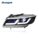 Fits 2005-2012 BMW 3 Series E90. This upgraded headlight assembly features LED daytime running lights, sequential turn signals and projector lenses.