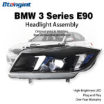 Retrofit Fangs Style Headlight with LED DRL, Turn Signal and Projector Lens for 2005-2012 BMW 3 Series E90