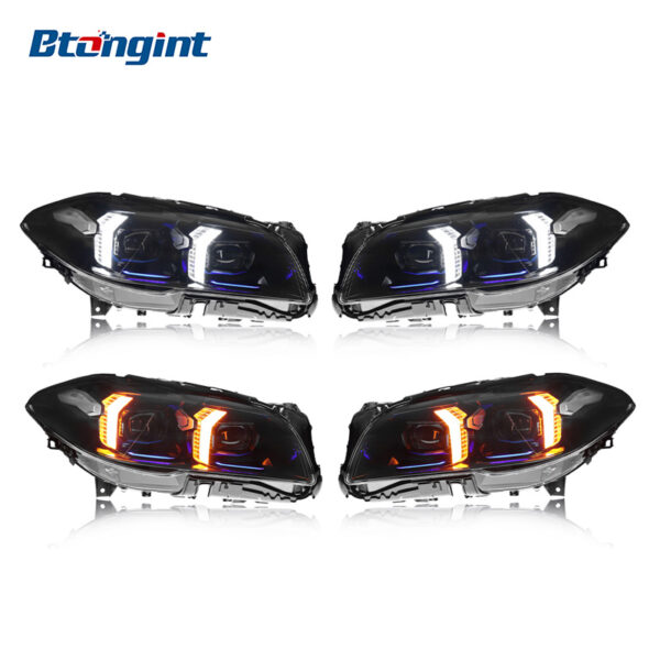 Fits 2011-2017 BMW 5 Series F10, Fang Style Headlight with LED DRL, Turn Signal & Lens