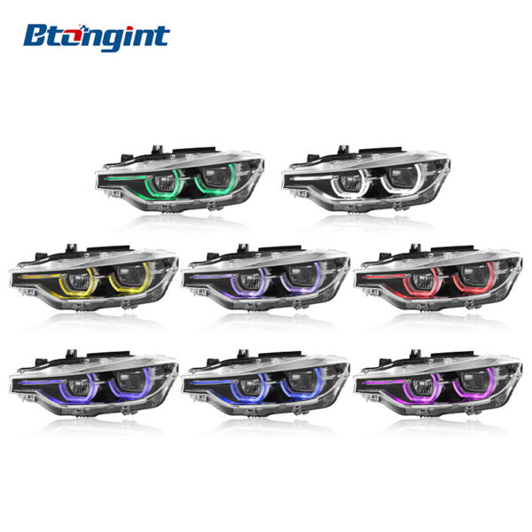 Fits 2013-2018 BMW 3 Series F30, High-spec LED Spoon DRL Headlight Assembly with APP-controlled RGB Multi-color