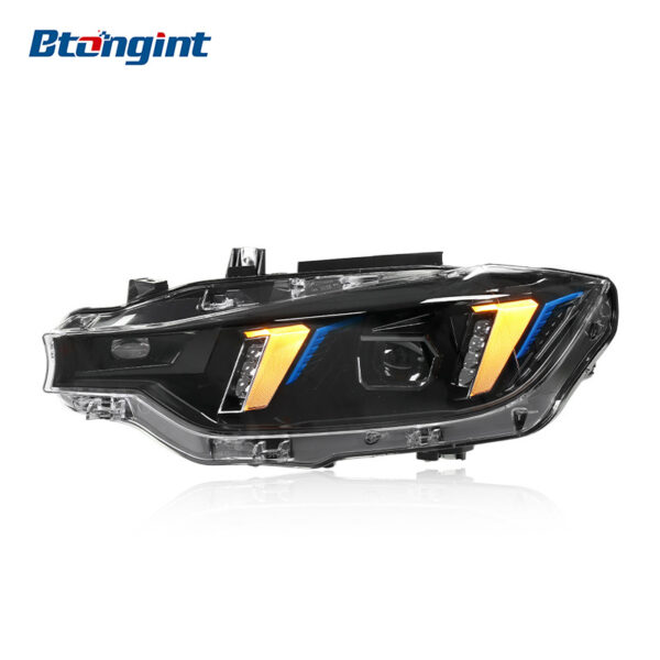 Fits 2013-2018 BMW 3 Series F30, Fang Style Headlight Assembly with LED DRL, Turn Signal & Projector Lens