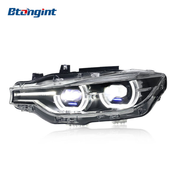 Fits 2013-2018 BMW 3 Series F30, Retrofit Headlight Assembly with Projector Lens, LED Spoon DRL, Turn Signal & Laser Light