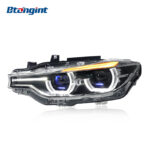 Fits 2013-2018 BMW 3 Series F30, Retrofit Headlight Assembly with Projector Lens, LED Spoon DRL, Turn Signal & Laser Light