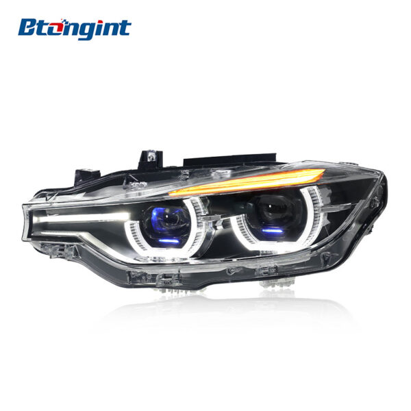 Fits 2013-2018 BMW 3 Series F30, Retrofit Headlight Assembly with Projector Lens, LED Spoon DRL, Turn Signal & Laser Light