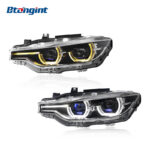 Fits 2013-2018 BMW 3 Series F30, Retrofit Headlight Assembly with Projector Lens, LED Spoon DRL, Turn Signal & Laser Light