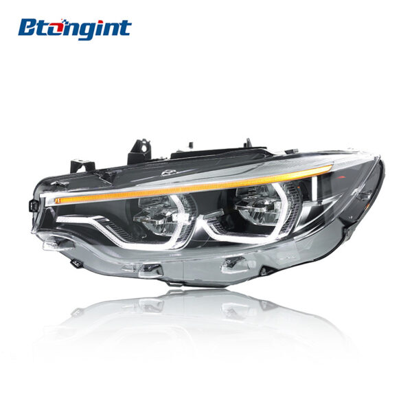 For BMW 4 Series F32 (2013-2020) Headlight Assembly, Upgraded Dual-color LED Scoop Daytime Running Light with Turn Signal