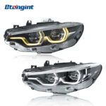 For BMW 4 Series F32 (2013-2020) Headlight Assembly, Upgraded Dual-color LED Scoop Daytime Running Light with Turn Signal