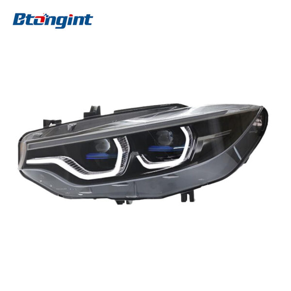 Fits 2013-2020 BMW 4 Series F32, New Style Headlight Assembly with LED Lens, Scoop DRL and Turn Signal