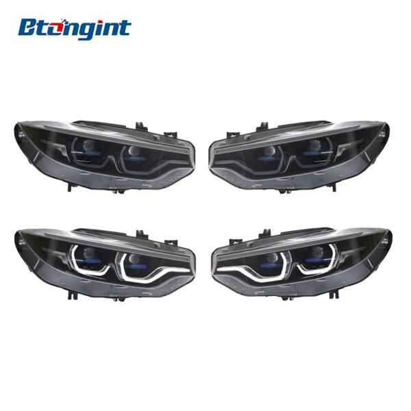 Fits 2013-2020 BMW 4 Series F32, New Style Headlight Assembly with LED Lens, Scoop DRL and Turn Signal