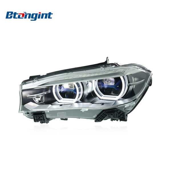 Fits 2014-2018 BMW X5 F15, Headlight Assembly with Blue Frame, LED Lens, DRL & Turn Signal