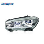 Fits 2014-2018 BMW X5 F15, Headlight Assembly with Blue Frame, LED Lens, DRL & Turn Signal