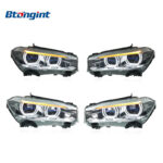 Fits 2014-2018 BMW X5 F15, Headlight Assembly with Blue Frame, LED Lens, DRL & Turn Signal