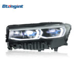 Fits 2016-2018 BMW 7 Series G12, New Style Headlight Assembly with Blue Trim, LED Projector Lenses, DRL and Turn Signals