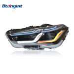 For 2016-2019 BMW X1 Headlight Assembly Retrofit: Bi-xenon Projector, Old Model Upgrade to New Style LED Daytime Running Lights & Turn Signals