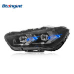 Retrofit Headlight Assembly for 2016-2022 BMW X1 F49, Equipped with Arrow-shaped LED Daytime Running Lights, LED Turn Signals and Projector Lens
