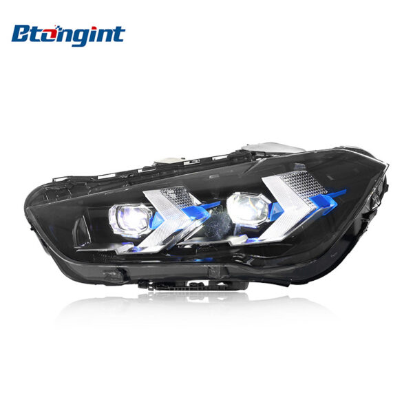 Retrofit Headlight Assembly for 2016-2022 BMW X1 F49, Equipped with Arrow-shaped LED Daytime Running Lights, LED Turn Signals and Projector Lens