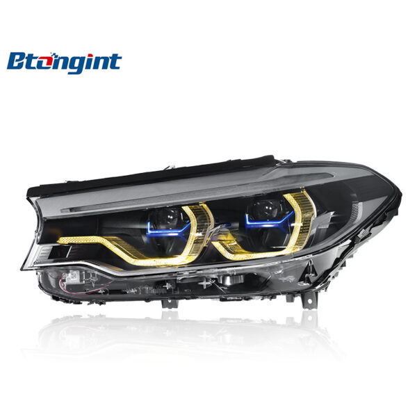 2018-2020 BMW 5 Series G30 Headlight Assembly, High-spec Upgrade with Blue Frame Dual-color LED Spoon DRL