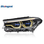 2018-2020 BMW 5 Series G30 Headlight Assembly, High-spec Upgrade with Blue Frame Dual-color LED Spoon DRL