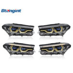 2018-2020 BMW 5 Series G30 Headlight Assembly, High-spec Upgrade with Blue Frame Dual-color LED Spoon DRL
