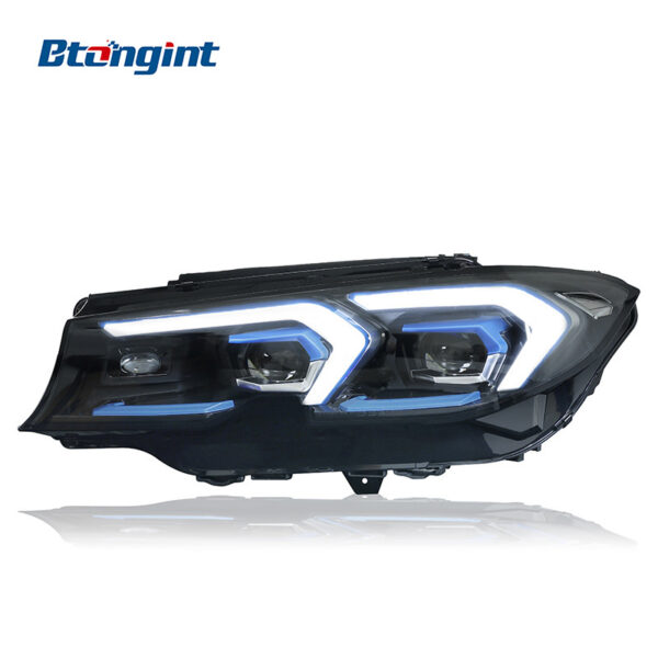 Upgraded Headlight Assembly With Blue Bezel LED Lens DRL & Sequential Turn Signals For 2020-2022 BMW 3 Series G20