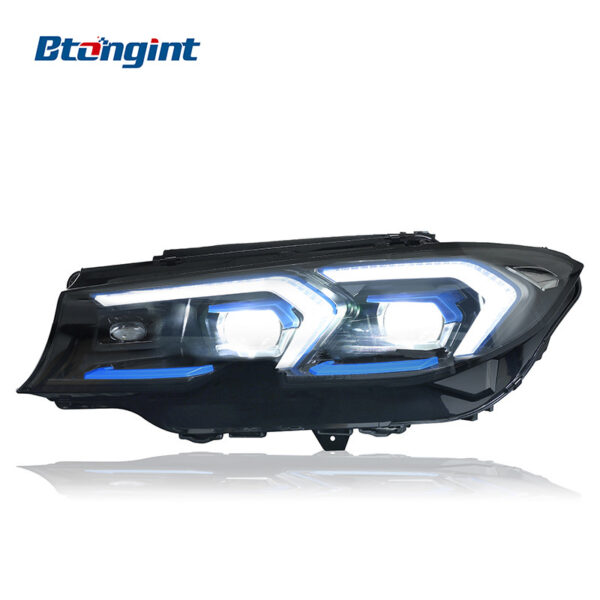 Upgraded Headlight Assembly With Blue Bezel LED Lens DRL & Sequential Turn Signals For 2020-2022 BMW 3 Series G20