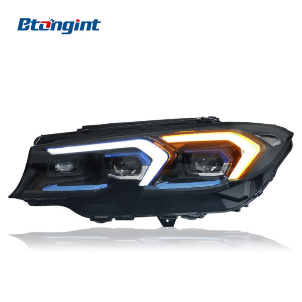 Upgraded Headlight Assembly With Blue Bezel LED Lens DRL & Sequential Turn Signals For 2020-2022 BMW 3 Series G20