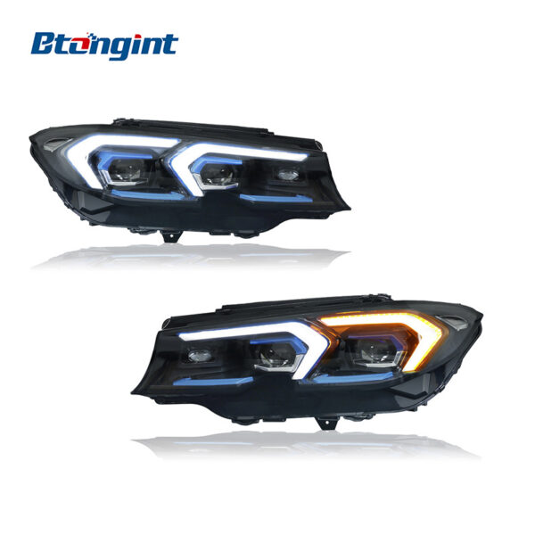 Upgraded Headlight Assembly With Blue Bezel LED Lens DRL & Sequential Turn Signals For 2020-2022 BMW 3 Series G20