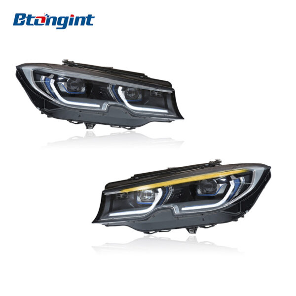 Upgraded Headlight Assembly with Blue Eyebrow LED Laser Lenses & Spoon-Style DRL for 2020–2022 BMW 3 Series G20