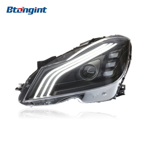 For 2011-2014 Mercedes-Benz C-Class W204 Headlight Assembly Retrofit, Maybach Style Triple-Strip LED Lens for C180