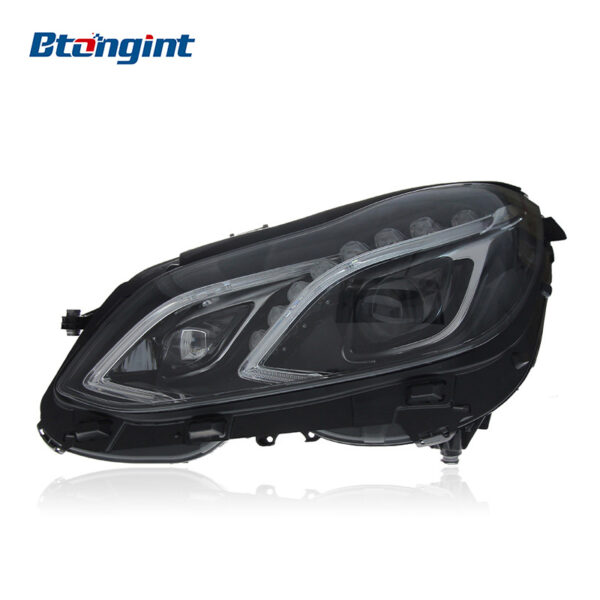 Modified Headlight Assembly for 2010-2015 Mercedes-Benz E-Class W212, Upgrade from Low Spec to High Spec with LED Daytime Running Lights, Turn Signals and Lenses
