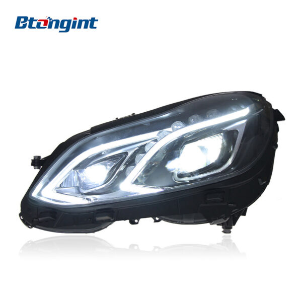 Modified Headlight Assembly for 2010-2015 Mercedes-Benz E-Class W212, Upgrade from Low Spec to High Spec with LED Daytime Running Lights, Turn Signals and Lenses