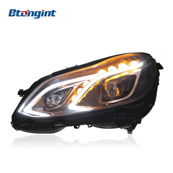 Modified Headlight Assembly for 2010-2015 Mercedes-Benz E-Class W212, Upgrade from Low Spec to High Spec with LED Daytime Running Lights, Turn Signals and Lenses