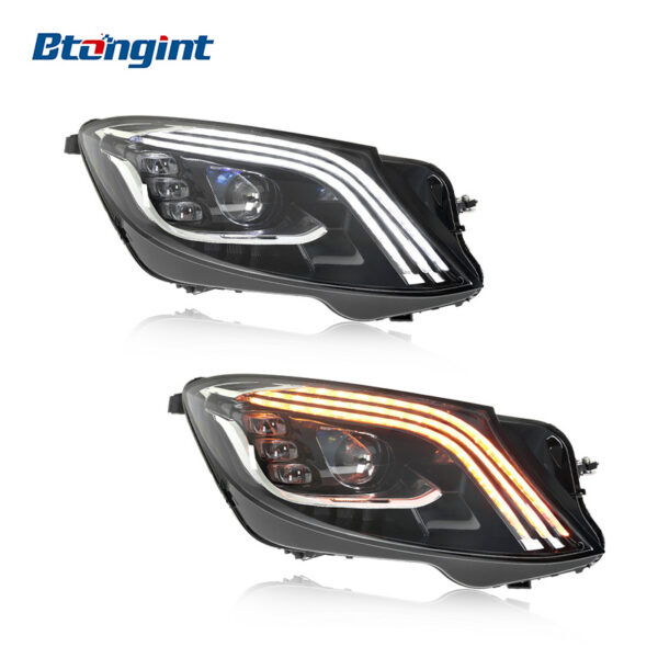 Retrofit Maybach-Style LED Headlight Assembly with Sequential DRL for Mercedes-Benz S-Class W222 (2014-2017 Models)