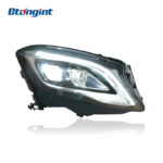 High-spec upgraded headlight assembly with LED daytime running lights, turn signals and projector lenses, compatible with Mercedes-Benz GLA 2015-2019