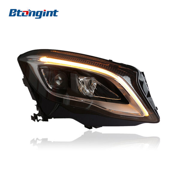High-spec upgraded headlight assembly with LED daytime running lights, turn signals and projector lenses, compatible with Mercedes-Benz GLA 2015-2019
