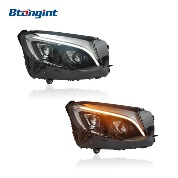 Compatible with Mercedes-Benz GLC X253 2016-2019, modified headlight assembly equipped with LED daytime running lights, turn signals and LED projector lenses