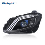 Compatible with 2016-2020 Mercedes-Benz E-Class W213, Maybach-style modified headlight assembly with LED daytime running lights and sequential turn signals