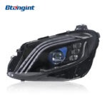 Compatible with 2016-2020 Mercedes-Benz E-Class W213, Maybach-style modified headlight assembly with LED daytime running lights and sequential turn signals