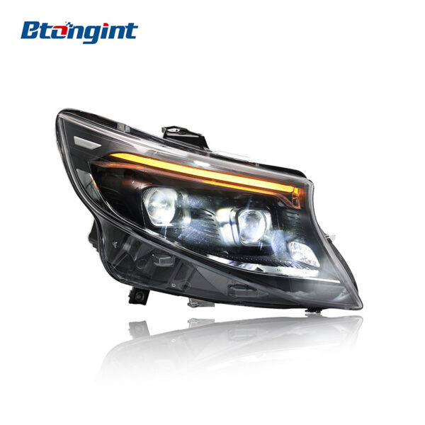 Suitable for Mercedes-Benz Vito 2016-2023, old to new facelift modified headlight assembly with LED projector lenses and daytime running lights