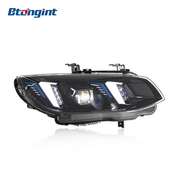 Retrofit Fang Style Headlight Assembly for 2010-2013 BMW 3 Series E93, Featuring LED daytime running light, turn signal and optical lens