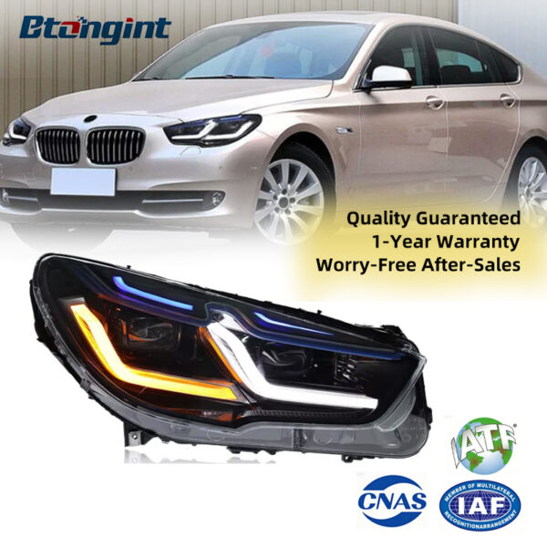 2010-2017 BMW 5 Series GT F07 Headlight Assembly, Retrofit with LED DRL, Turn Signal & Lens