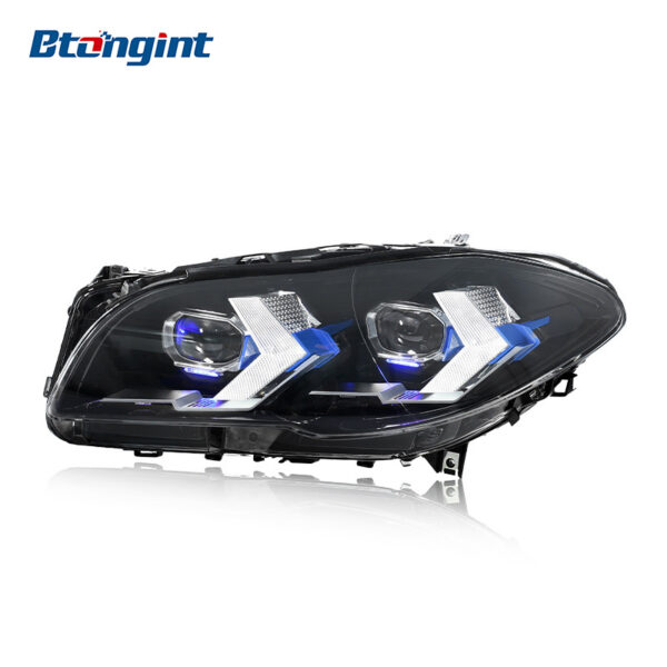 For BMW 5 Series F10 (2011-2017) Headlight Assembly Retrofit, New LED Daytime Running Light + Turn Signal + Bi-Xenon Projector Lens