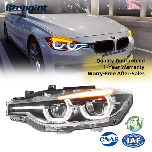 Fits 2013-2018 BMW 3 Series F30, High-spec LED Spoon DRL Headlight Assembly with APP-controlled RGB Multi-color