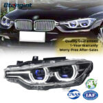 Fits 2013-2018 BMW 3 Series F30, Retrofit Headlight Assembly with Projector Lens, LED Spoon DRL, Turn Signal & Laser Light