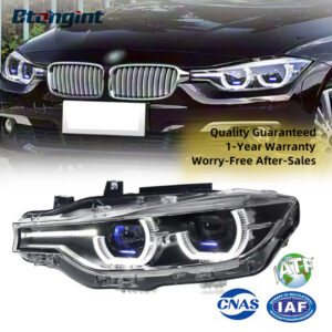 Fits 2013-2018 BMW 3 Series F30, Retrofit Headlight Assembly with Projector Lens, LED Spoon DRL, Turn Signal & Laser Light